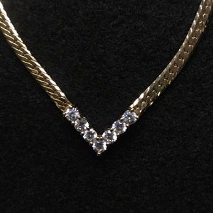 Gold Tone and Rhinestone Elegant Necklace